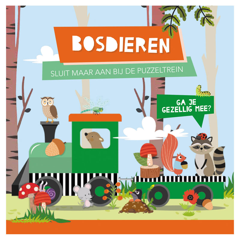 Load image into Gallery viewer, Lantaarn publishers boek en puzzeltrein bosdieren
