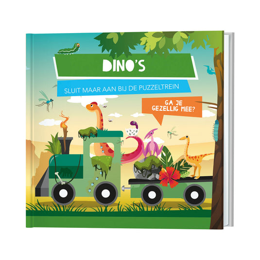 Boek en puzzeltrein dino's