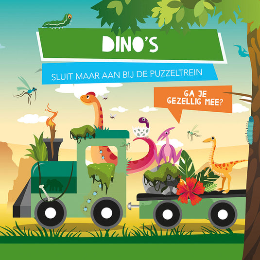Boek en puzzeltrein dino's