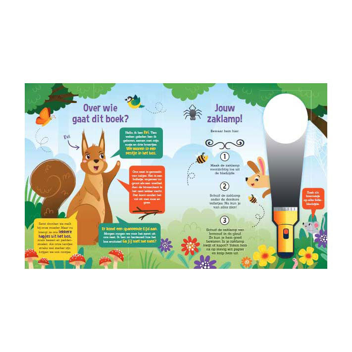 Load image into Gallery viewer, Lantaarn publishers speuren in het bos zoekboek met kartonnen zaklamp
