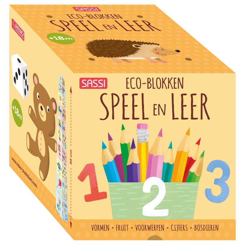 Load image into Gallery viewer, Rebo publishers stapeltoren eco-blokken speel en leer + boek
