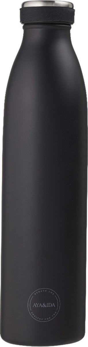 Aya ida - drinking bottle - thermosfles - waterfles - 750ml - matte black
