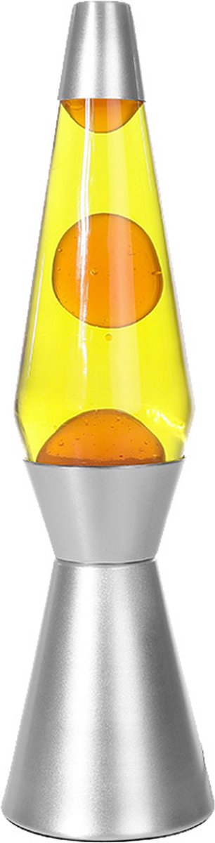 I-total lavalamp - lava lamp - sfeerlamp - 40x11 cm - glas aluminium - 30w - geel met oranje lava - zilvergrijs - xl1786