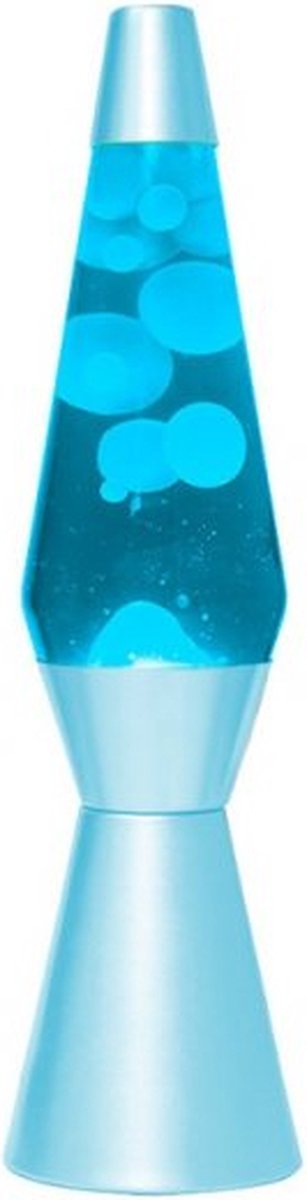 I-total lavalamp - lava lamp - sfeerlamp - 40x11 cm - glas aluminium - 30w - blauw met witte wax - blauwe voet- xl2939