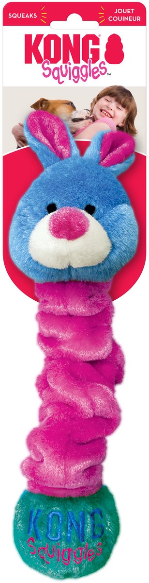 Kong squiggles - honden speelgoed - assorti kleur - met piep - m - 30 cm