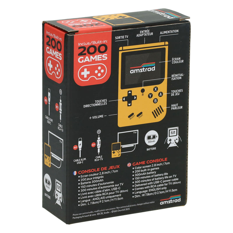 Load image into Gallery viewer, Gamebox - draagbare spel console met 200 spellen - geel
