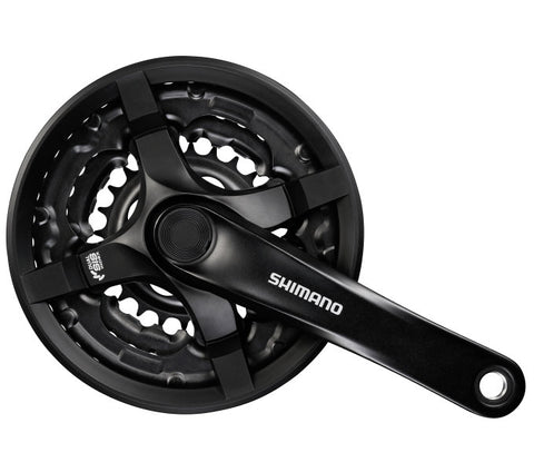 Crankstel 6 7 8 speed Shimano Tourney FC-TY501 met 175mm crankarm 48 x 38 x 28T met kettingscherm - zwart