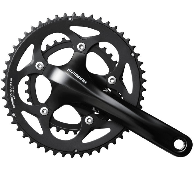 Load image into Gallery viewer, Shimano Crankstel 2 x 10 speed Road FC-RS400 175 50-34 holle as zwart
