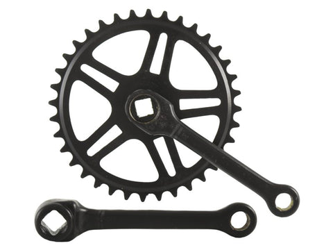 Vintage crankset 36t. cotterless 130mm 1/8 black