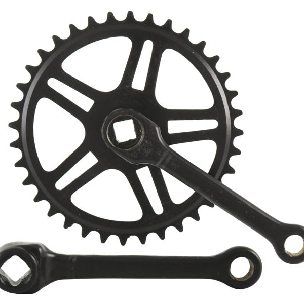 Vintage crankset 36t. cotterless 130mm 1/8 black