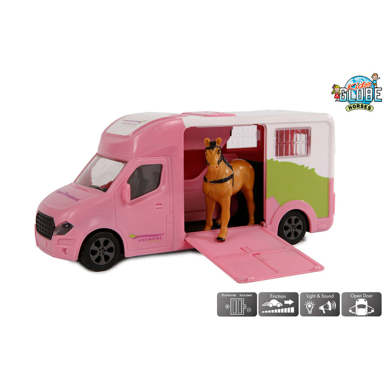 Load image into Gallery viewer, Kids globe paardentruck die cast roze
