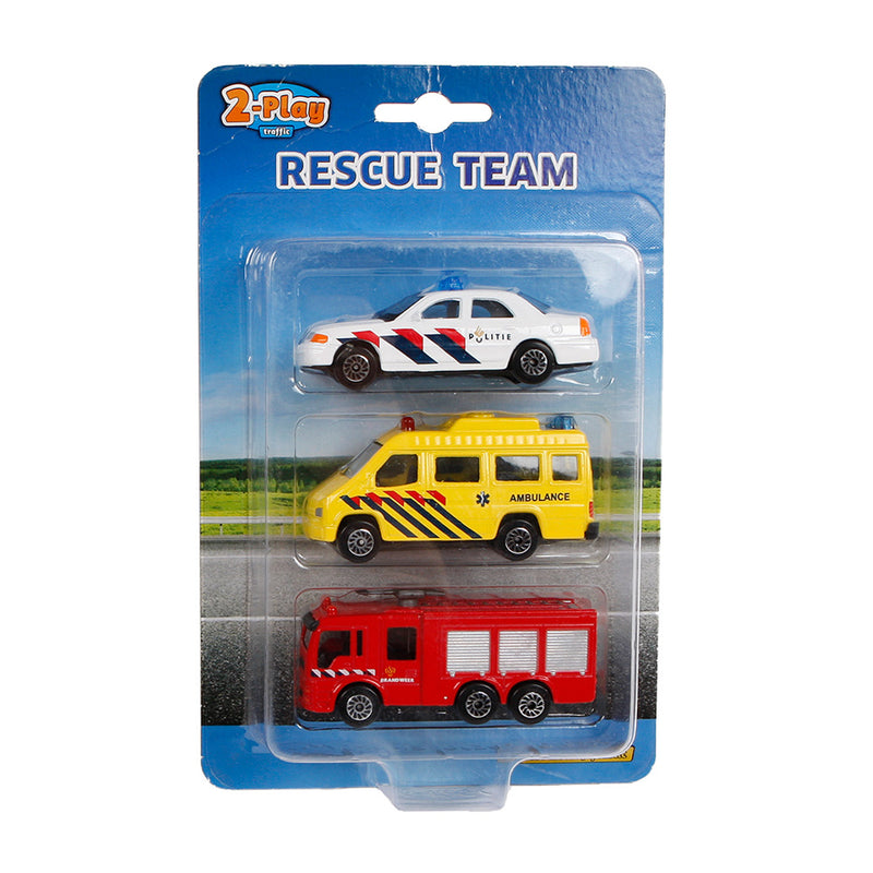 Load image into Gallery viewer, 2-play hulpdienstauto's 8 cm wit geel rood 3-delig

