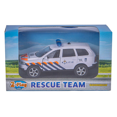 2-play politiewagen pull-back met licht en geluid 11 cm wit