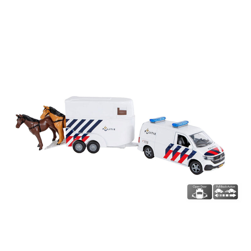 Load image into Gallery viewer, Kids globe vw transporter politie met paardentrailer
