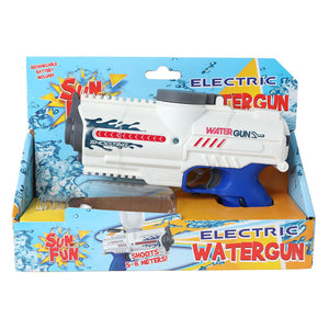 Sun fun waterpistool elektrisch met fles 18cm wit blauw speelgoed .