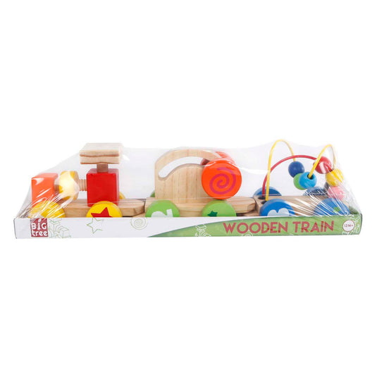 Houten trein met activiteiten wagons, 3dlg.