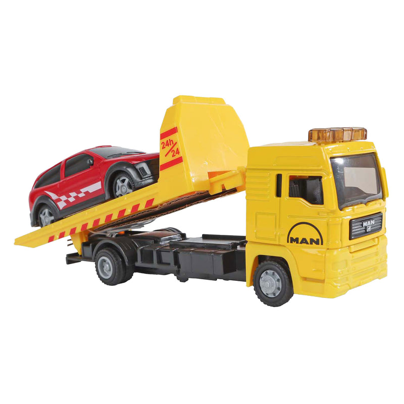 Load image into Gallery viewer, Kids globe man vrachtwagen bergingswagen met auto, 19cm

