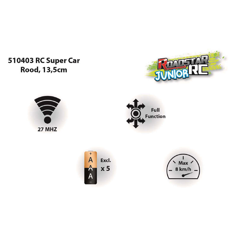 Load image into Gallery viewer, Roadstar rc auto 27mhz rood 13,5cm
