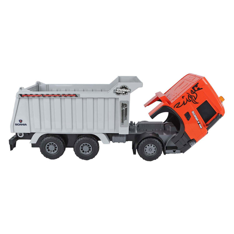 Load image into Gallery viewer, 2-play scania vrachtwagen kiepwagen frictie met licht en geluid
