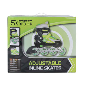Street rider inline skeelers groen zwart verstelbaar, maat 37-40