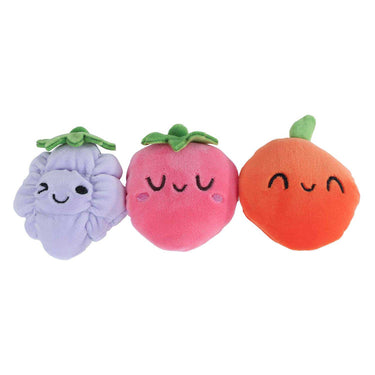 Fluffy menu pluche smoothie met 3 stuks fruit 25cm 3 assorti