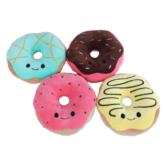 Fluffy menu pluche met 4 donuts - 40cm