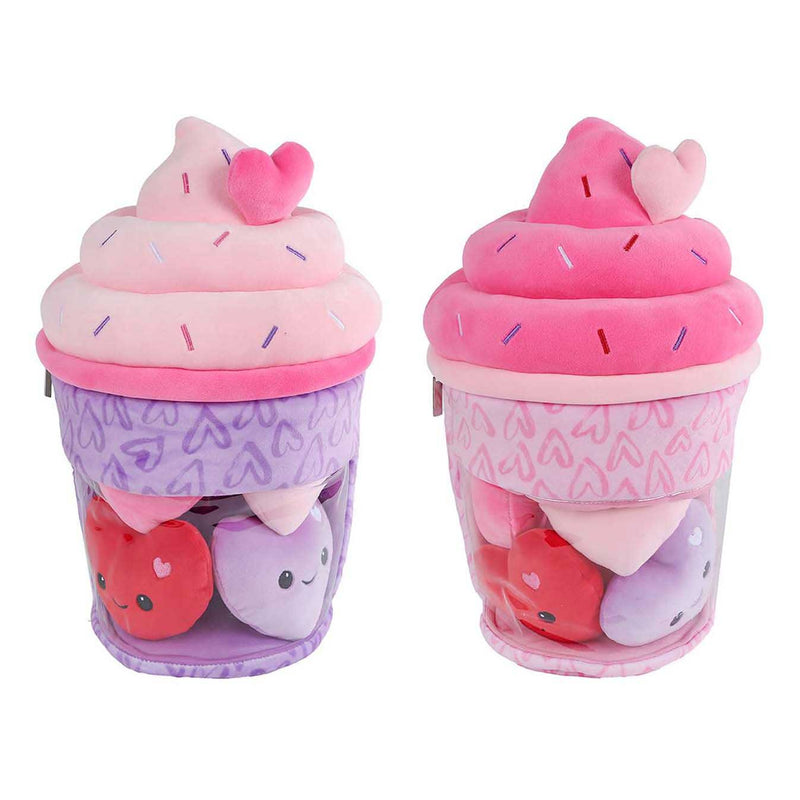 Load image into Gallery viewer, Fluffy menu pluche ijsje met 4 hartjes - 36cm
