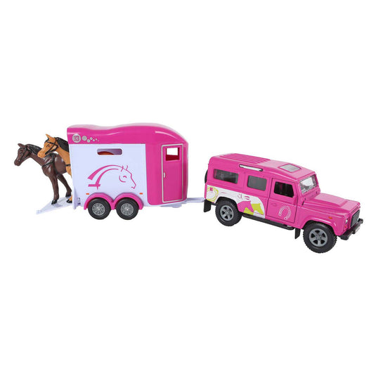 Kids globe land rover met cheval liberté paardentrailer - roze