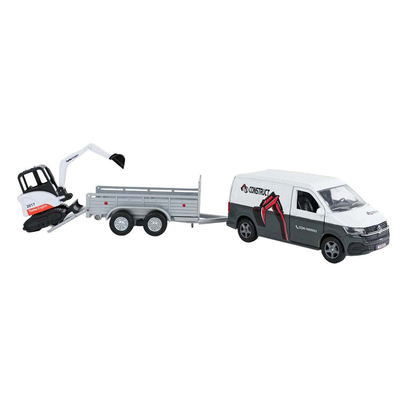 Load image into Gallery viewer, Kids globe vw transporter met minigraver pull back 27cm

