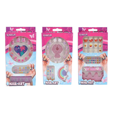Glamour kunstnageltjes met diamantjes - 12st.