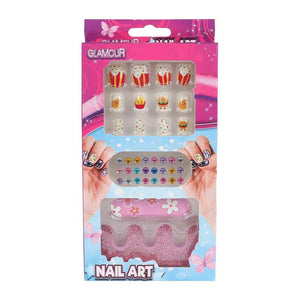 Glamour kunstnageltjes met diamantjes - 12st.