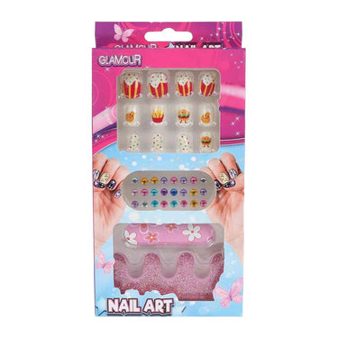 Glamour kunstnageltjes met diamantjes - 12st.