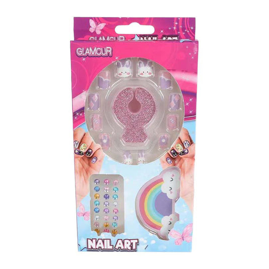 Glamour kunstnageltjes met diamantjes - 12st.