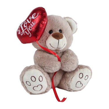 Take me home beer met ballonhart pluche 20cm (off) white