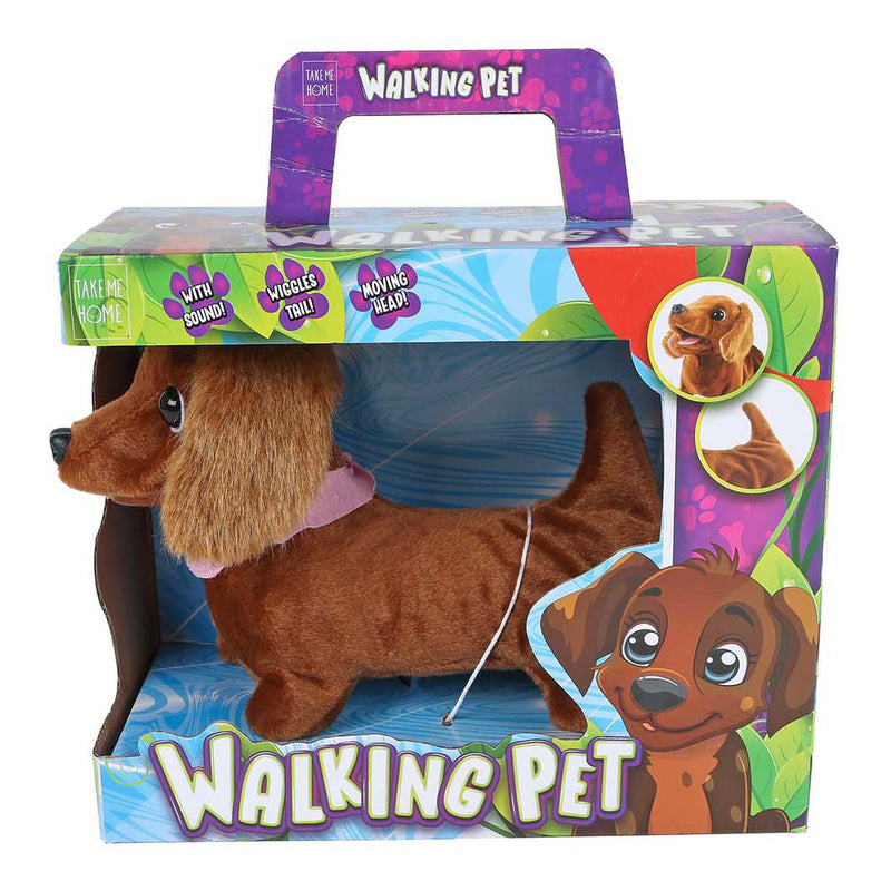 Load image into Gallery viewer, Take me home pluche loophond teckel 19cm speelgoed hond bruin.
