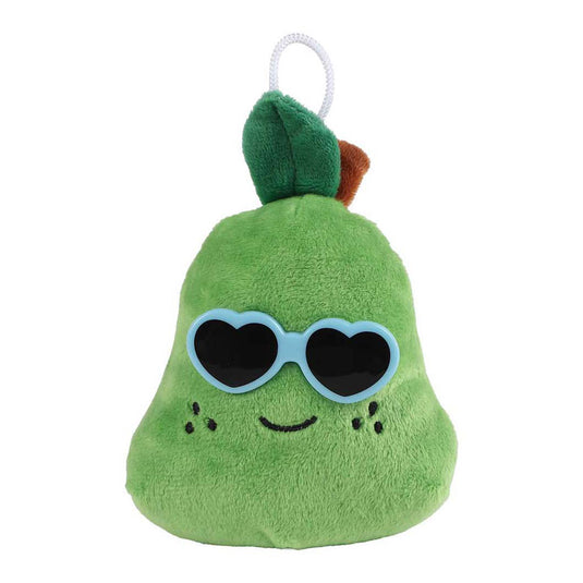 Fluffy menu fruit pluche met zonnebril 4ass 6cm