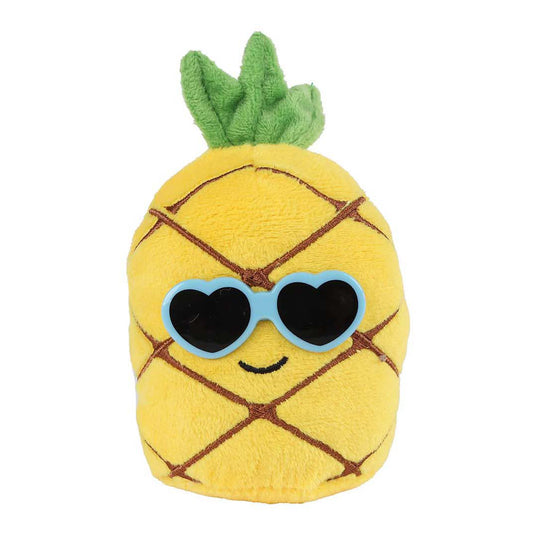 Fluffy menu fruit pluche met zonnebril 4ass 6cm