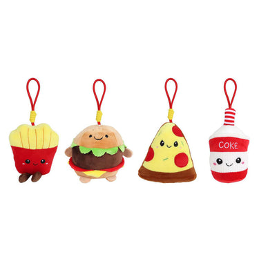 Fluffy menu fastfood sleutelhanger pluche - 9-12cm