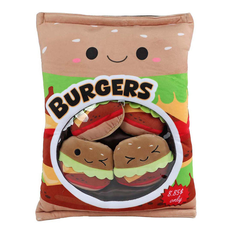 Afbeelding laden in galerijviewer, Fluffy menu zak met 4 hamburgers pluche - 40cm
