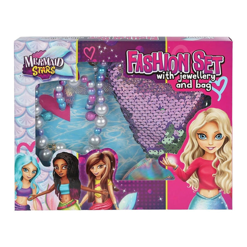 Load image into Gallery viewer, Mermaid stars modeset met sieraden en glittertas

