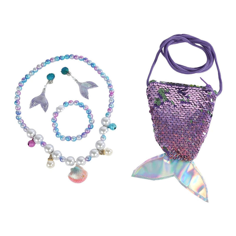 Load image into Gallery viewer, Mermaid stars modeset met sieraden en glittertas
