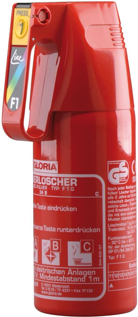 Gloria brandblusser easyline fire extinguisher f1g 1 k abc m.car bracket