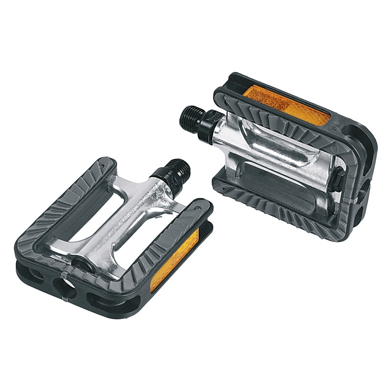 Pedal set Ergotec 191 anti-slip with industrial bearings - silver/black