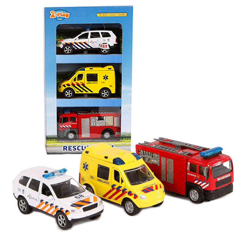 Load image into Gallery viewer, 2-play die-cast hulpdienst voertuigen nl met licht en geluid
