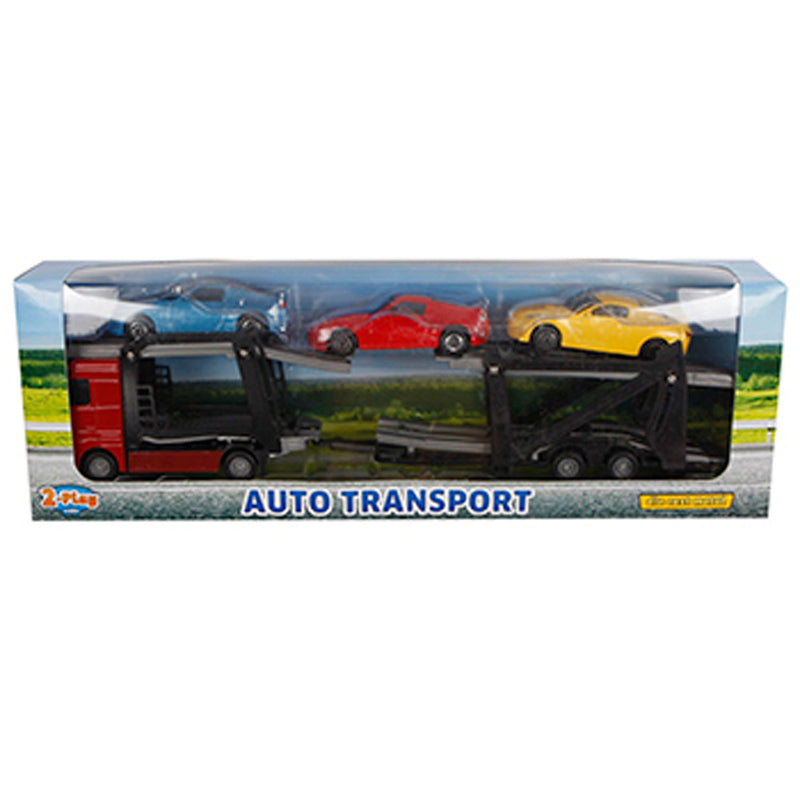 Load image into Gallery viewer, 2-play die cast plastic autotranspor ter met 3
