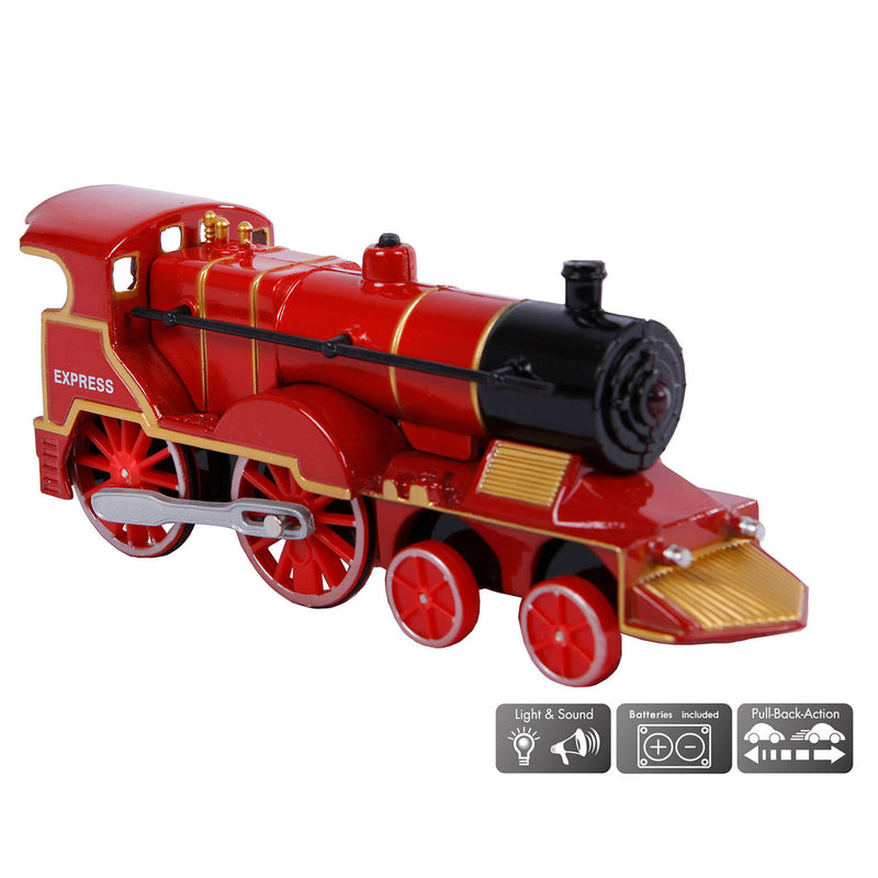 Load image into Gallery viewer, 2-play locomotief met licht en geluid pull-back 14 cm zwart
