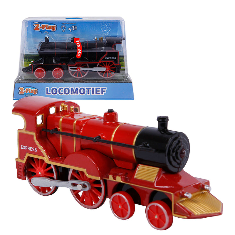 Load image into Gallery viewer, 2-play locomotief met licht en geluid pull-back 14 cm zwart
