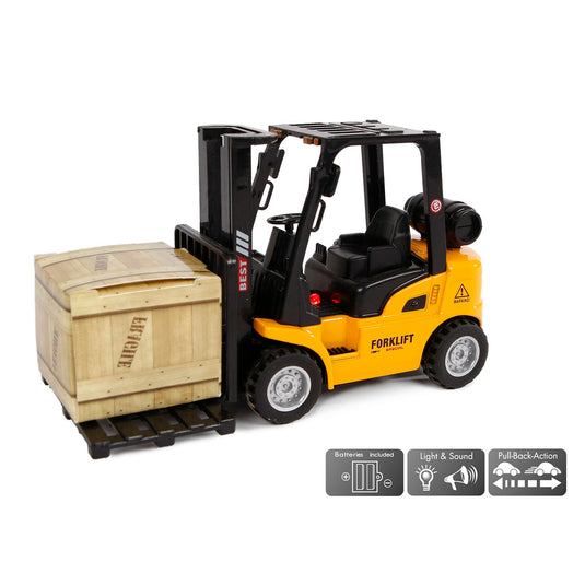 2-play vorkheftruck pull-back - met licht en geluid - 14 cm - vanaf 4 jaar
