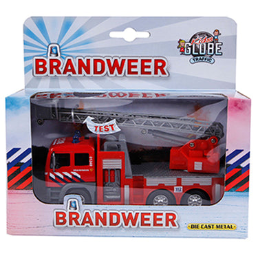 Kids globe die-cast brandweer ladderwagen nl, 16cm