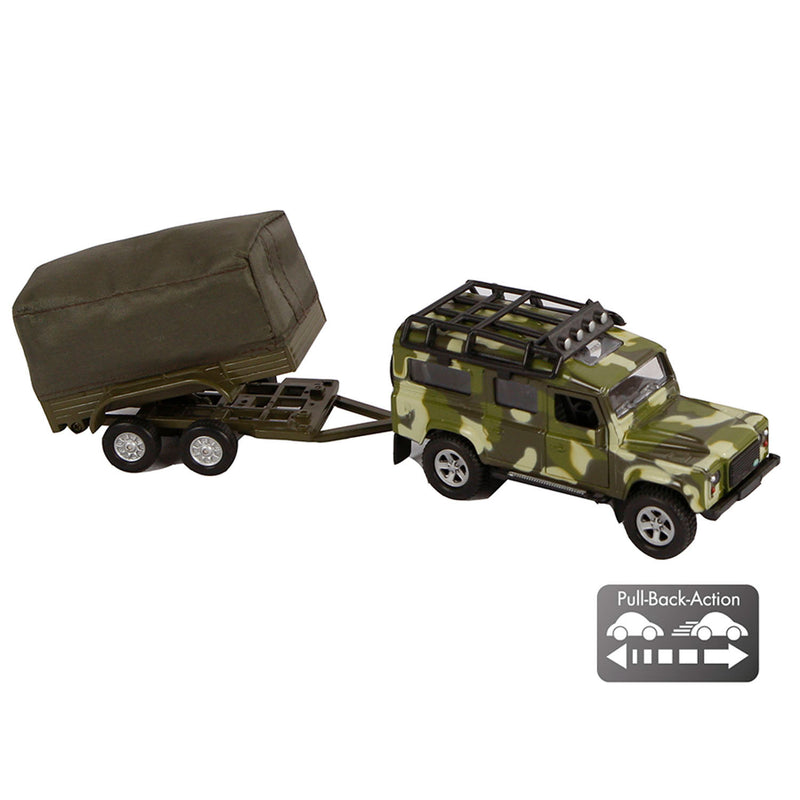 Load image into Gallery viewer, Kids globe land rover met aanhanger military
